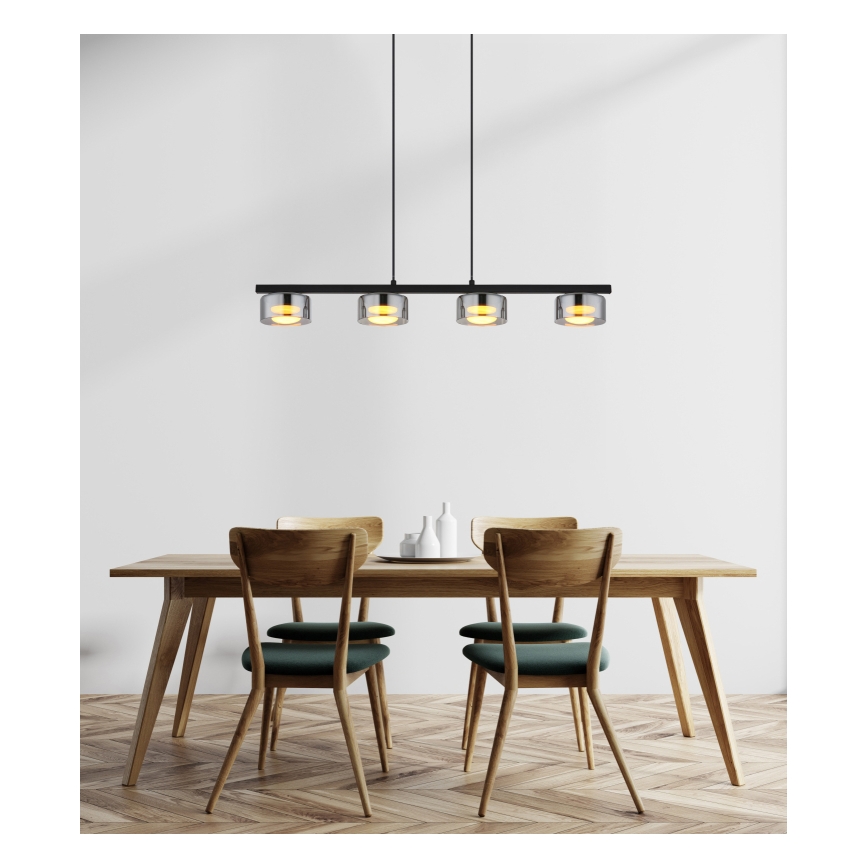 Globo - LED Lustr na lanku 4xGX53/6W/230V kouřová/černá