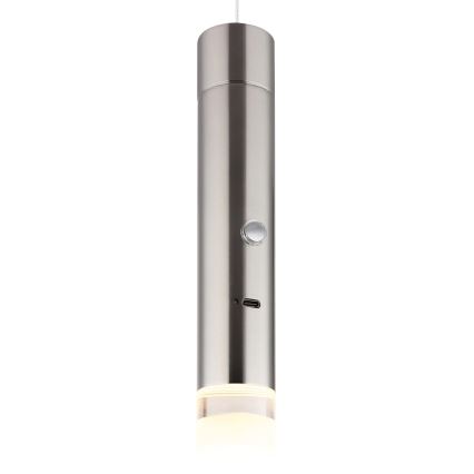 Globo - LED Stmívatelné dotykové nabíjecí svítidlo 2v1 LED/2W/230/5V matný chrom