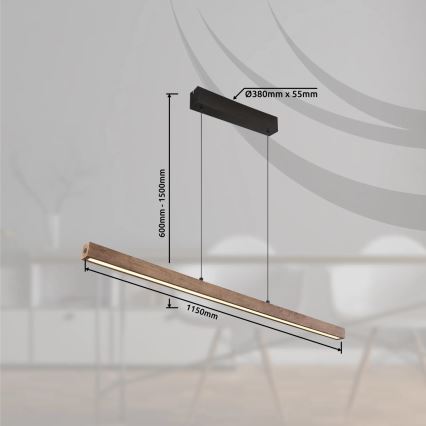 Globo - LED Stmívatelný dotykový lustr na lanku LED/24W/230V + LED/3W 3000K hnědá