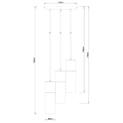 Globo - Lustr na lanku 3xE27/25W/230V pr. 30 cm černá