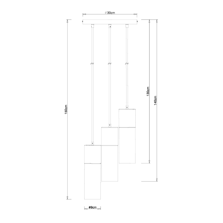 Globo - Lustr na lanku 3xE27/25W/230V pr. 30 cm černá