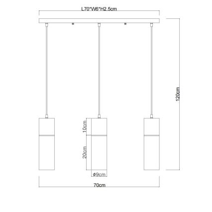 Globo - Lustr na lanku 3xE27/25W/230V černá