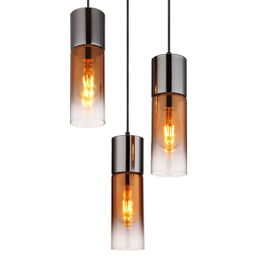 Globo - Lustr na lanku 3xE27/25W/230V černá/měděná