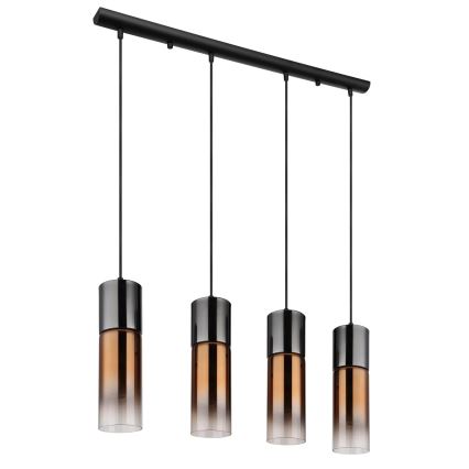 Globo - Lustr na lanku 4xE27/25W/230V černá/měděná