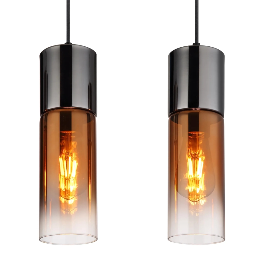 Globo - Lustr na lanku 4xE27/25W/230V černá/měděná