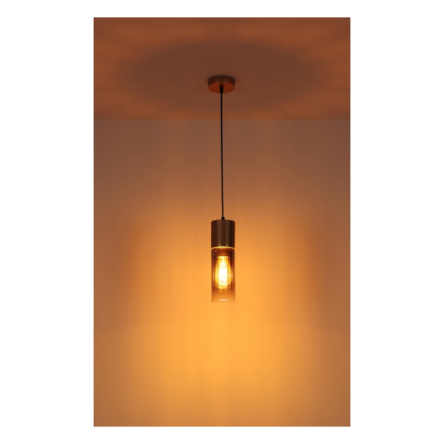 Globo - Lustr na lanku 1xE27/25W/230V bronzová pr. 10,5 cm