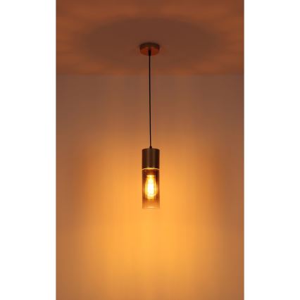 Globo - Lustr na lanku 1xE27/25W/230V bronzová pr. 10 cm