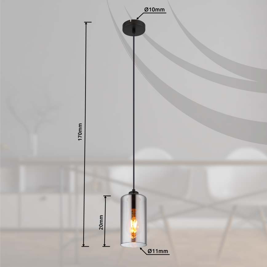 Globo - Lustr na lanku 1xE27/25W/230V pr. 11 cm černá