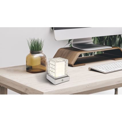 Globo - LED Stmívatelná dotyková stolní lampa LED/2,5W/3,7V 2700K/4000K/6500K 1800 mAh USB matný chrom
