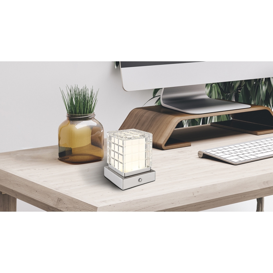 Globo - LED Stmívatelná dotyková stolní lampa LED/2,5W/3,7V 2700K/4000K/6500K 1800 mAh USB matný chrom