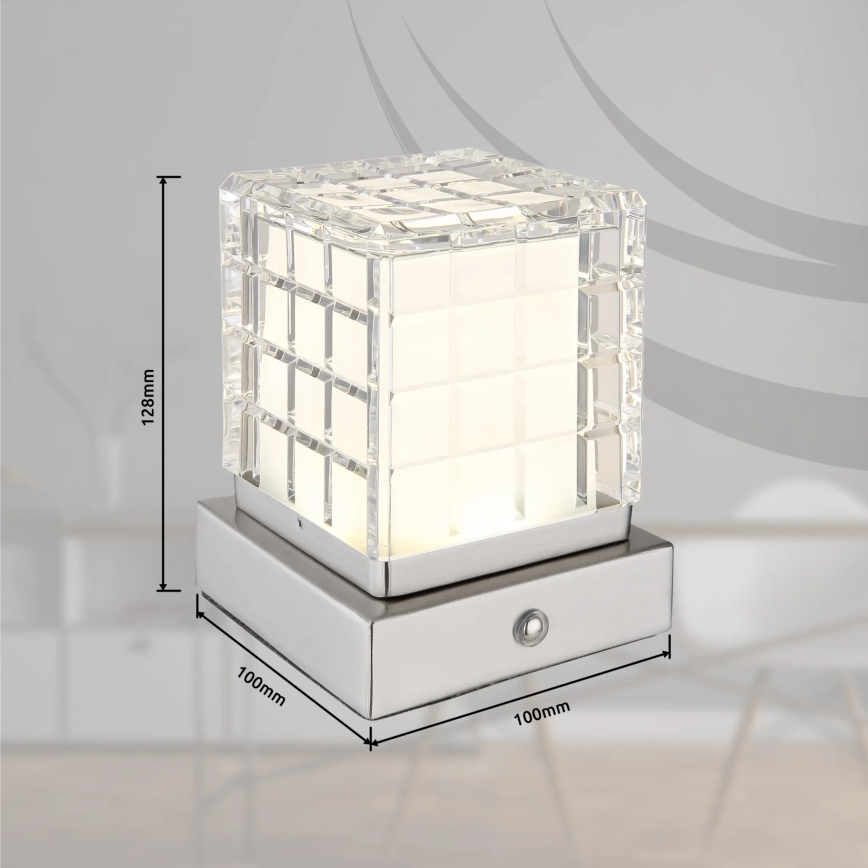 Globo - LED Stmívatelná dotyková stolní lampa LED/2,5W/3,7V 2700K/4000K/6500K 1800 mAh USB matný chrom