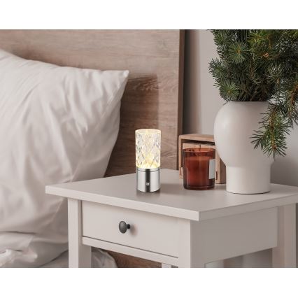 Globo - LED Stmívatelná dotyková stolní lampa LED/2,5W/3,7V 2700K/4000K/6500K 1800 mAh USB matný chrom