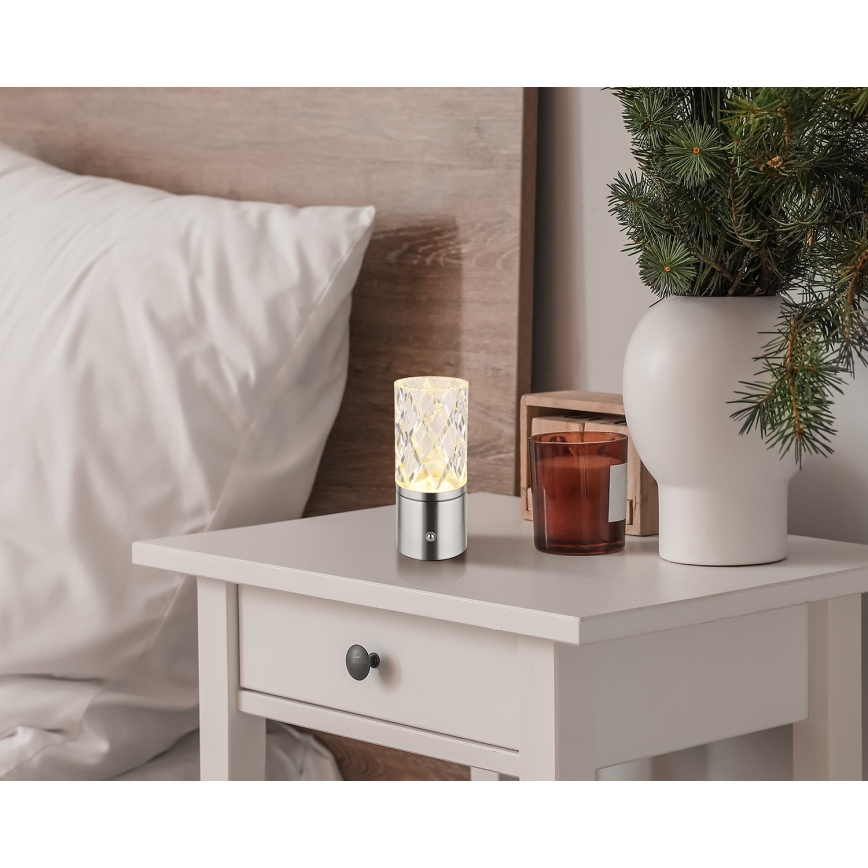 Globo - LED Stmívatelná dotyková stolní lampa LED/2,5W/3,7V 2700K/4000K/6500K 1800 mAh USB matný chrom