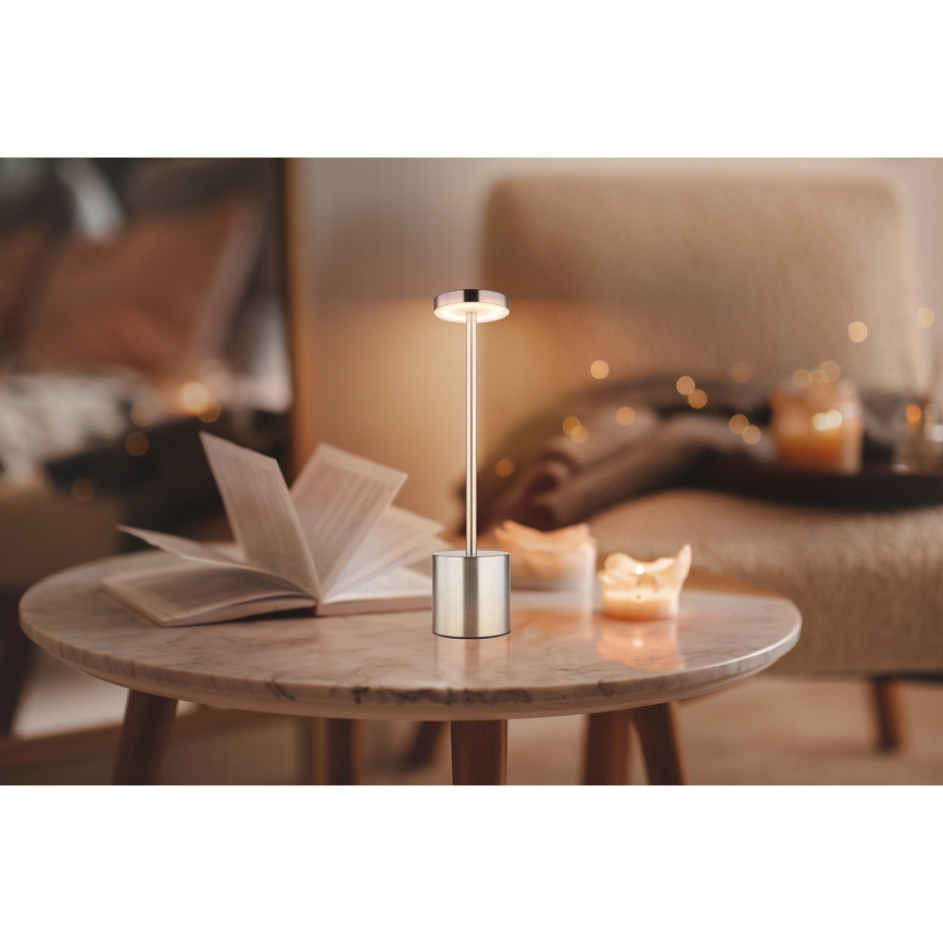 Globo - LED Stmívatelná dotyková stolní lampa LED/1,2W/3,7V 2000K/3500K/7000K 1200 mAh USB matný chrom