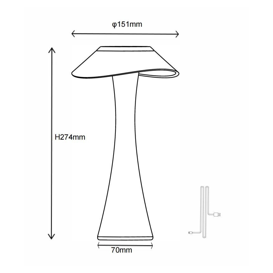 Globo - LED Stmívatelná nabíjecí stolní lampa LED/2,5W/3,7V 1200mAh 2700K/4500K/6500K černá