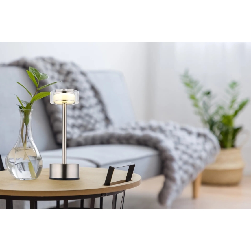 Globo - LED Stmívatelná nabíjecí dotyková stolní lampa LED/2,5W/3,7V 2700/4000/6500K 1800mAh matný chrom