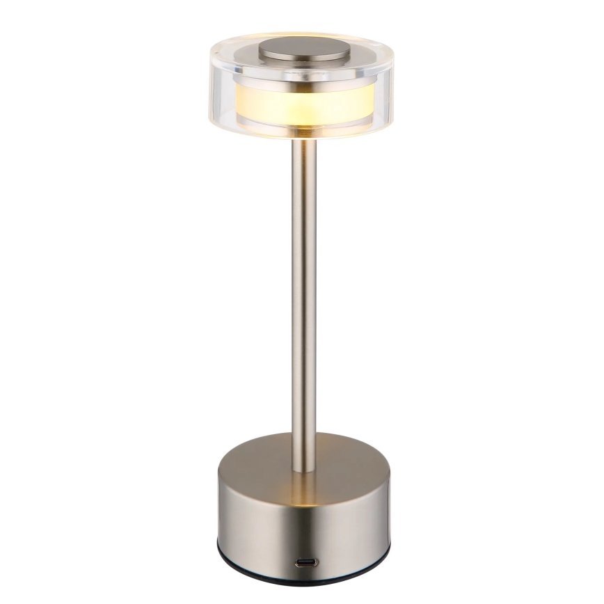 Globo - LED Stmívatelná nabíjecí dotyková stolní lampa LED/2,5W/3,7V 2700/4000/6500K 1800mAh matný chrom