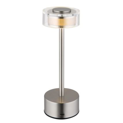 Globo - LED Stmívatelná nabíjecí dotyková stolní lampa LED/2,5W/3,7V 2700/4000/6500K 1800mAh matný chrom