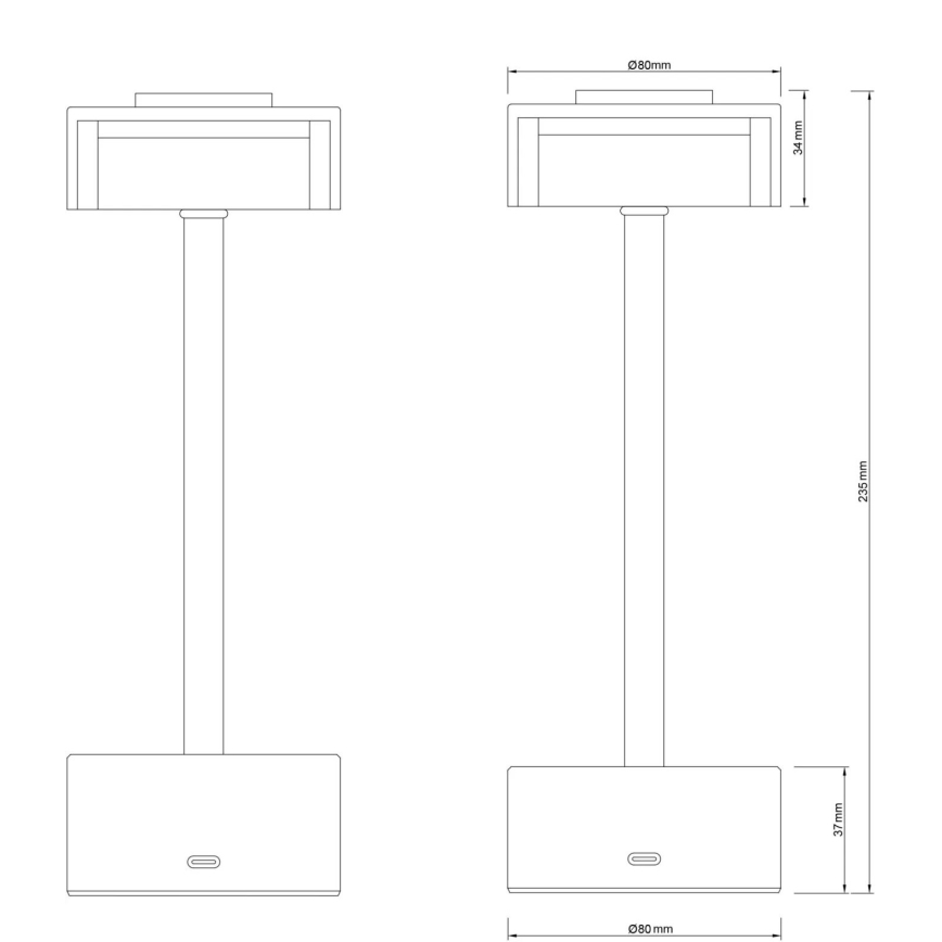 Globo - LED Stmívatelná nabíjecí dotyková stolní lampa LED/2,5W/3,7V 2700/4000/6500K 1800mAh matný chrom