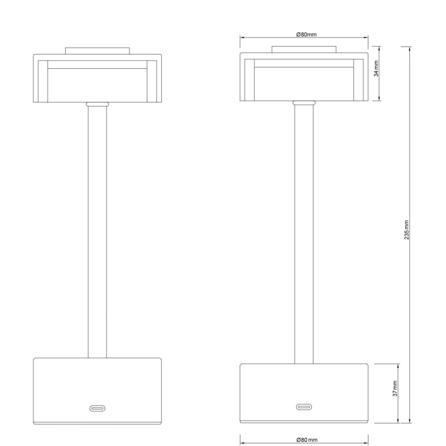 Globo - LED Stmívatelná nabíjecí dotyková stolní lampa LED/2,5W/3,7V 2700/4000/6500K 1800mAh černá
