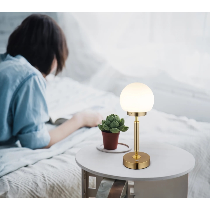 Globo - LED Stmívatelná nabíjecí dotyková stolní lampa LED/2,5W/5V 1800mAh 2700/4000/6500K mosaz