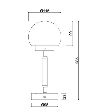 Globo - LED Stmívatelná nabíjecí dotyková stolní lampa LED/2,5W/5V 1800mAh 2700/4000/6500K mosaz