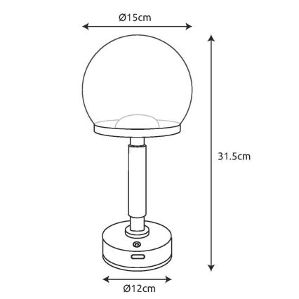 Globo - LED Stmívatelná nabíjecí dotyková stolní lampa LED/2,5W/5V 1800mAh 2700/4000/6500K černá