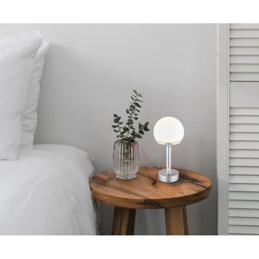 Globo - LED Stmívatelná nabíjecí dotyková stolní lampa LED/2,5W/5V 1800mAh 2800K stříbrná