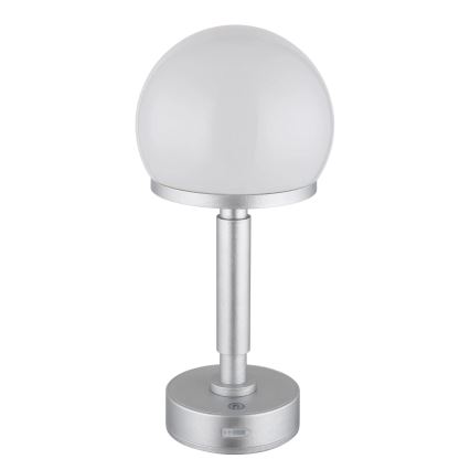 Globo - LED Stmívatelná nabíjecí dotyková stolní lampa LED/2,5W/5V 1800mAh 2800K stříbrná
