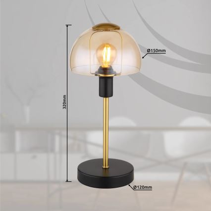 Globo - Stolní dotyková lampa 1xE14/25W/230V černá/zlatá