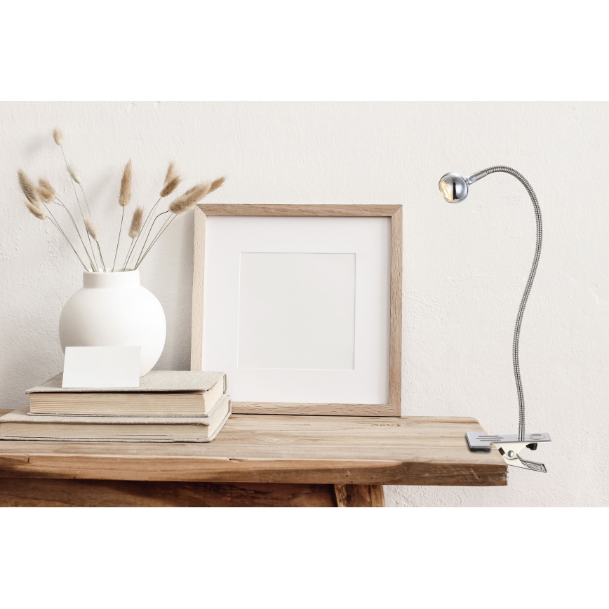 Globo - LED Flexibilní lampička s klipem LED/3W/230V matný chrom