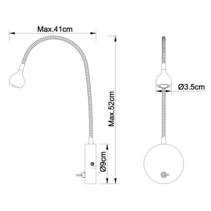 Globo - LED Flexibilní lampička LED/3W/230V lesklý chrom