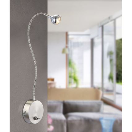 Globo - LED Flexibilní lampička LED/3W/230V lesklý chrom