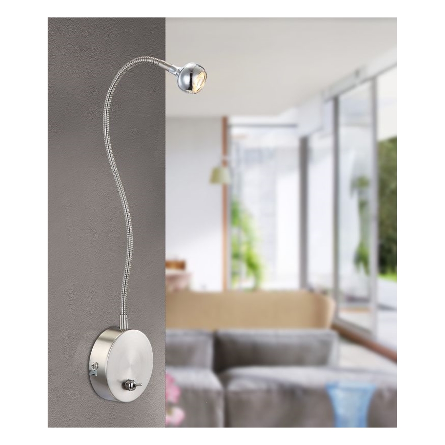 Globo - LED Flexibilní lampička LED/3W/230V lesklý chrom