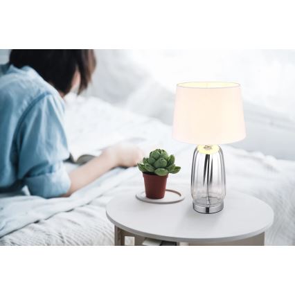 Globo - Stolní lampa 1xE27/40W/230V bílá/stříbrná