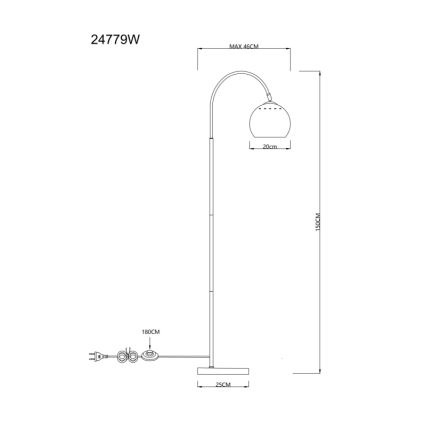 Globo - Stojací lampa 1xE27/60W/230V bílá