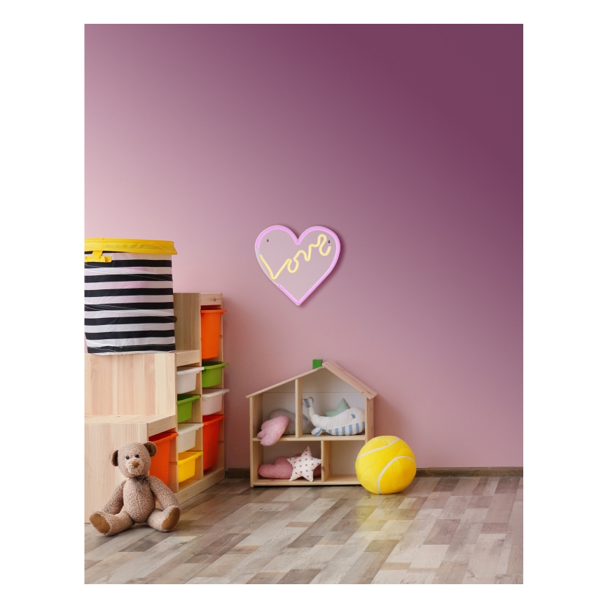 Globo - LED Neonová nástěnná dekorace LED/3W/USB srdce