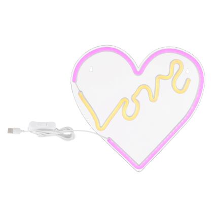 Globo - LED Neonová nástěnná dekorace LED/3W/USB srdce
