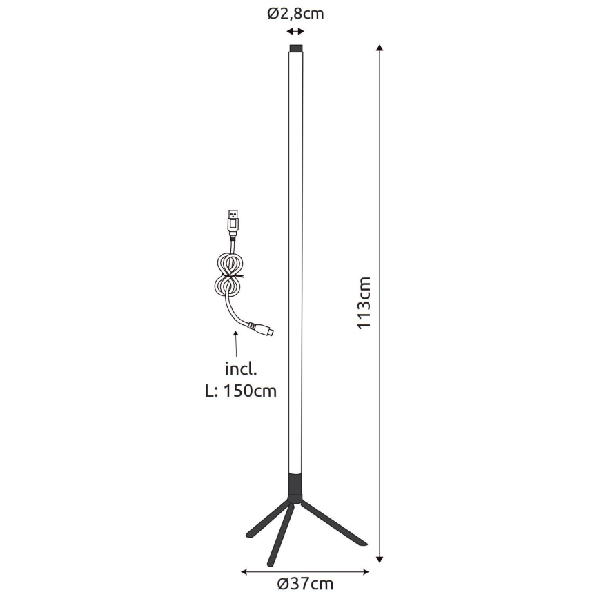 Globo - LED RGB Stmívatelná stojací lampa LED/7W/5V + dálkové ovládání