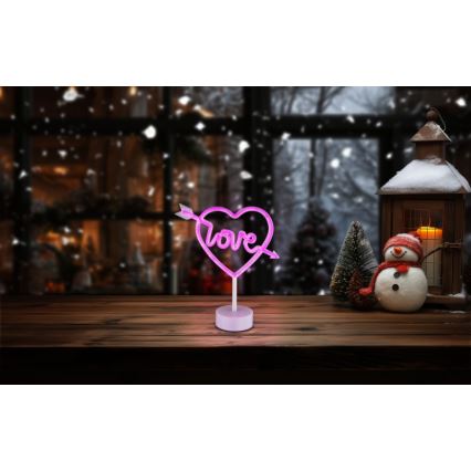 Globo - LED Neonová stolní dekorace LED/2W/3xAA srdce
