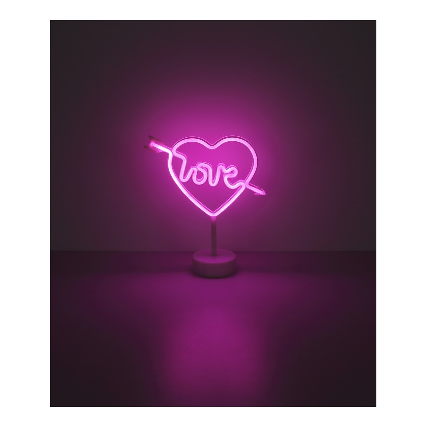 Globo - LED Neonová stolní dekorace LED/2W/3xAA srdce