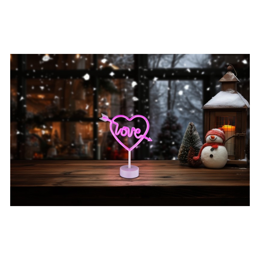 Globo - LED Neonová stolní dekorace LED/2W/3xAA srdce
