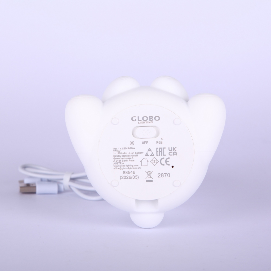 Globo - LED RGBW Stmívatelné nabíjecí dětské noční světlo LED/1W/5V 1200 mAh medvěd