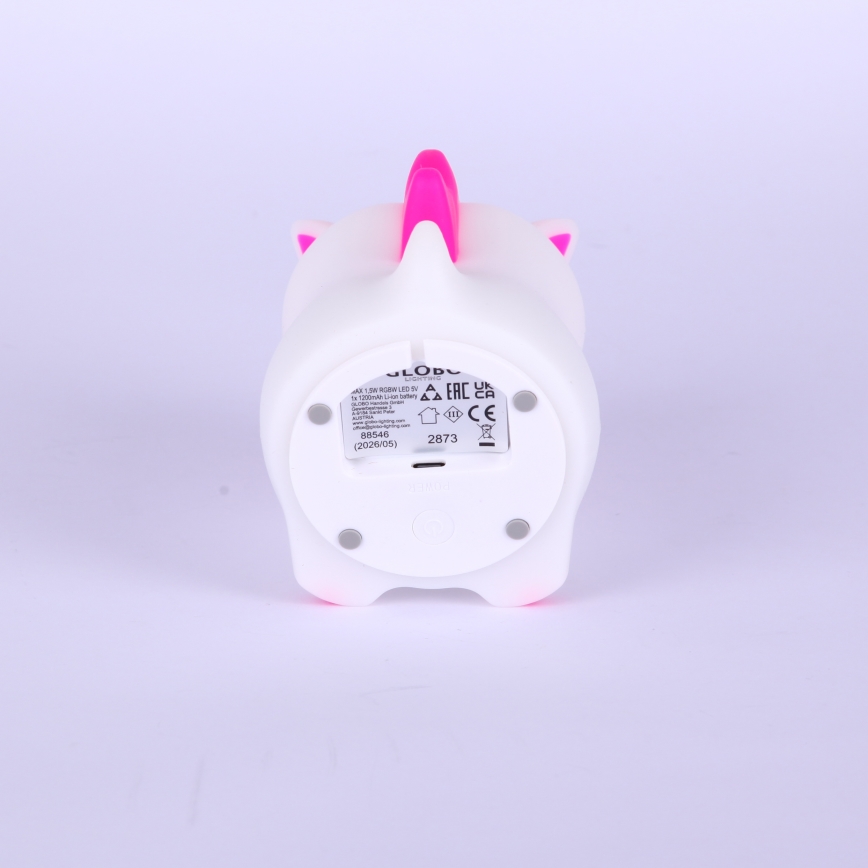 Globo - LED RGBW Stmívatelné nabíjecí dětské noční světlo LED/1,5W/5V 1200 mAh jednorožec
