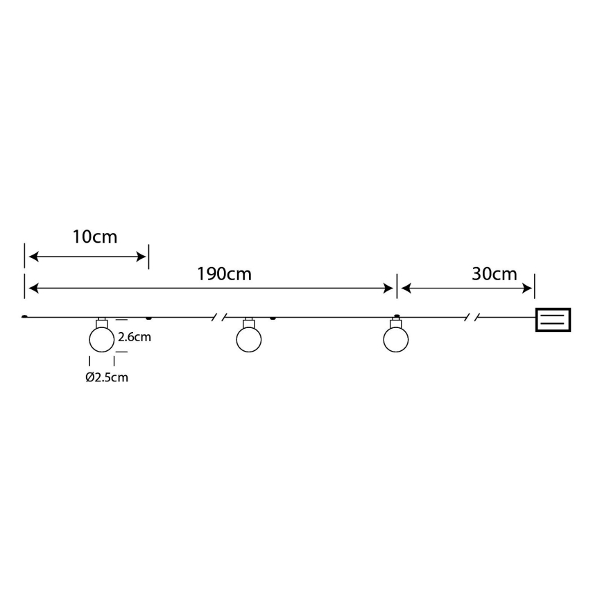 Globo - LED  řetěz 20xLED/2xAA 2,2m teplá bílá