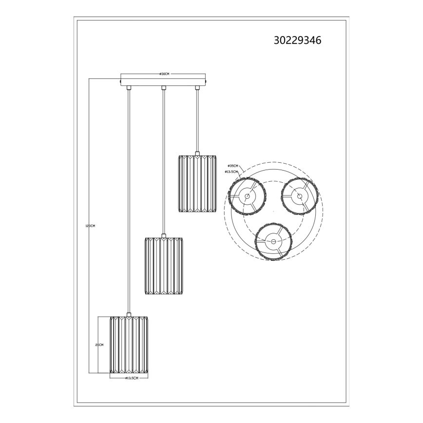 Globo - Lustr na lanku 3xE27/60W/230V pr. 35 cm