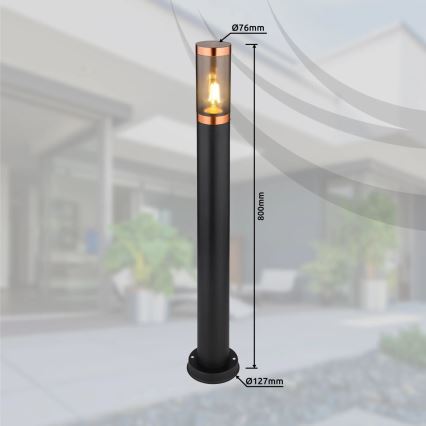 Globo - Venkovní lampa 1xE27/23W/230V IP44 80 cm černá/měď
