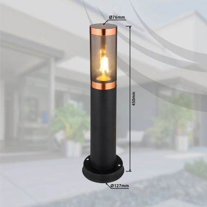 Globo - Venkovní lampa 1xE27/23W/230V IP44 45 cm černá/měď