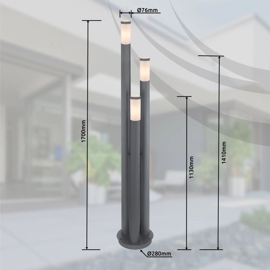 Globo - Venkovní lampa 3xE27/23W/230V IP44