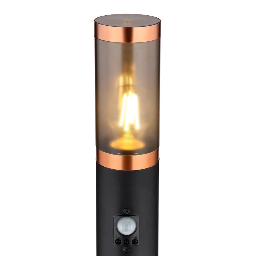 Globo - Venkovní lampa se senzorem 1xE27/15W/230V IP44 110 cm černá/měď